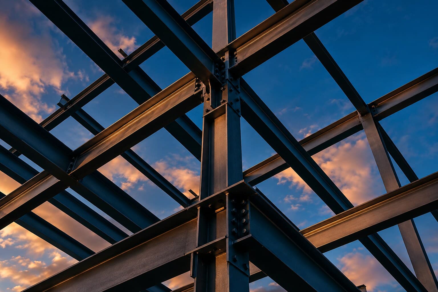Estructura de acero al atardecer